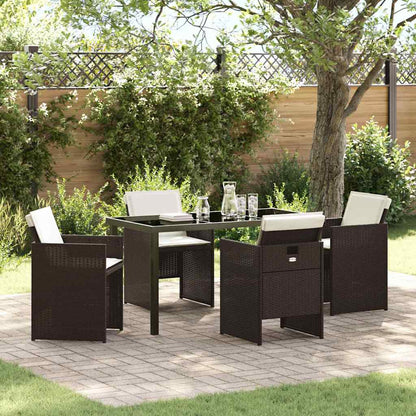 Garten Essgruppe mit Kissen 5 pcs Braun Poly Rattan