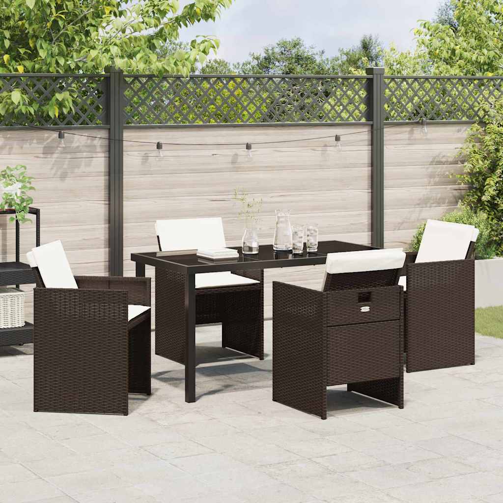 Garten Essgruppe mit Kissen 5 pcs Braun Poly Rattan
