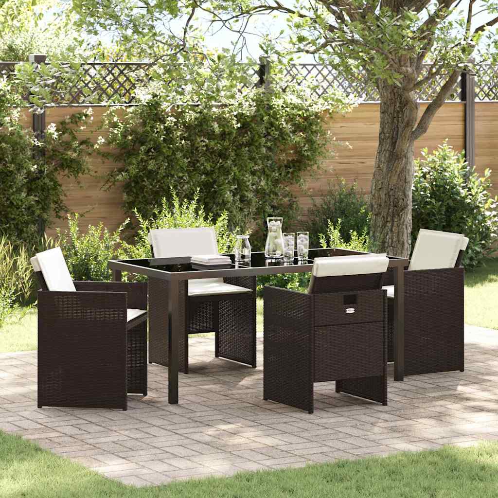 Garten Essgruppe mit Kissen 5 pcs Braun Poly Rattan