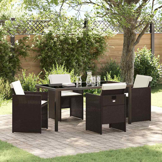 Garten Essgruppe mit Kissen 5 pcs Braun Poly Rattan