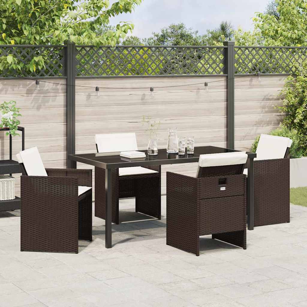 Garten Essgruppe mit Kissen 5 pcs Braun Poly Rattan