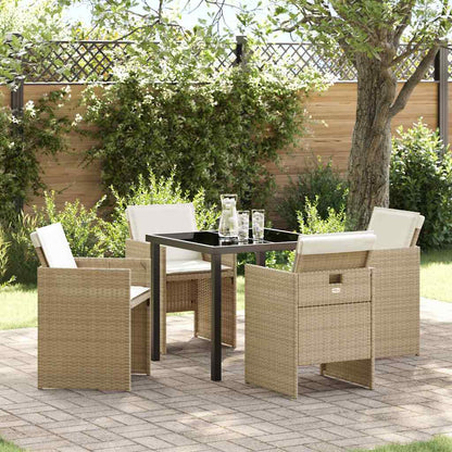 Garten Essgruppe mit Kissen 5 pcs Beige Poly Rattan