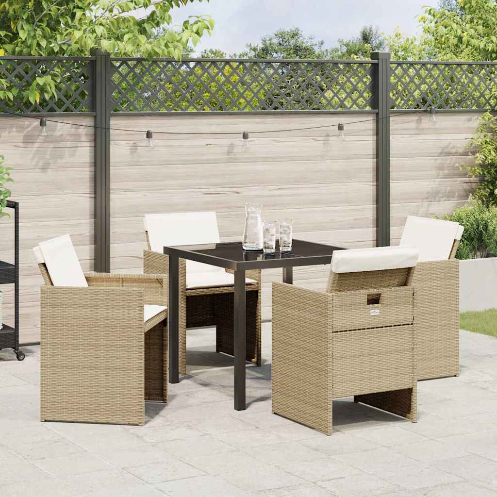 Garten Essgruppe mit Kissen 5 pcs Beige Poly Rattan