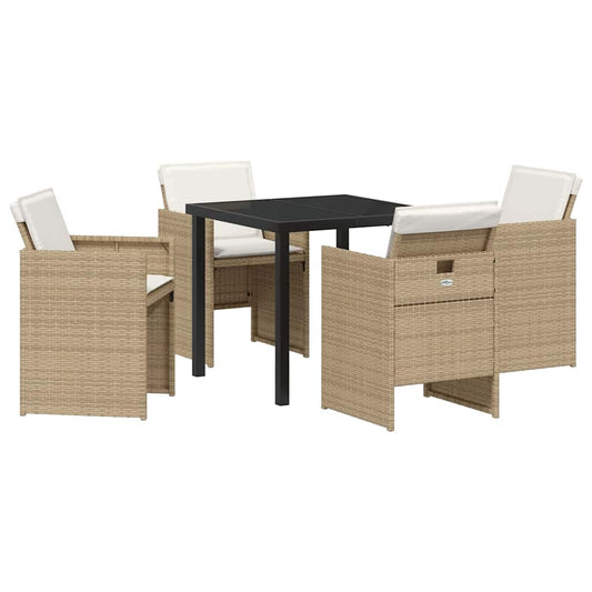 Garten Essgruppe mit Kissen 5 pcs Beige Poly Rattan
