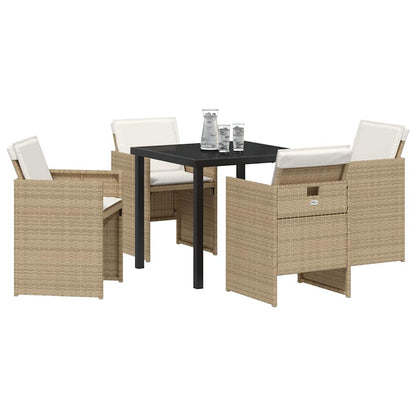 Garten Essgruppe mit Kissen 5 pcs Beige Poly Rattan