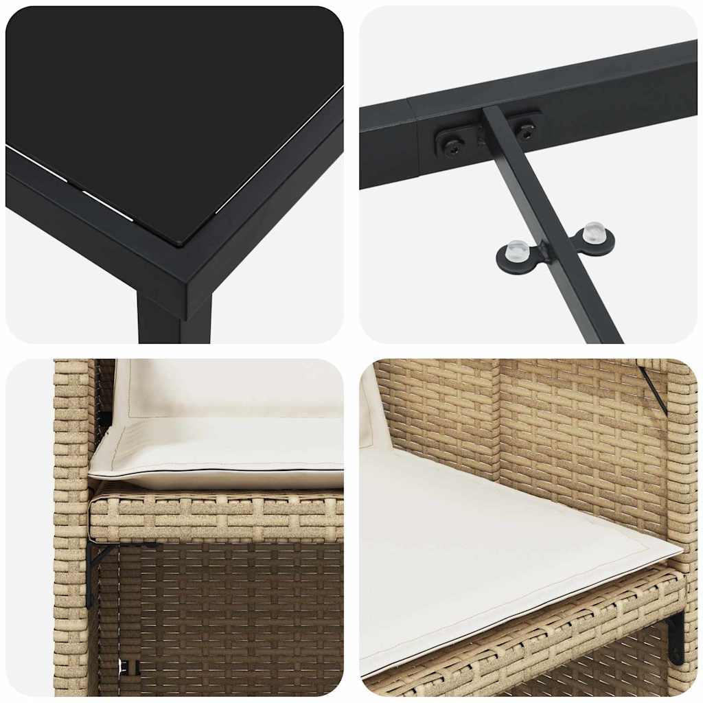 Garten Essgruppe mit Kissen 5 pcs Beige Poly Rattan