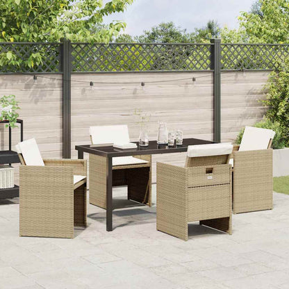 Garten Essgruppe mit Kissen 5 pcs Beige Poly Rattan