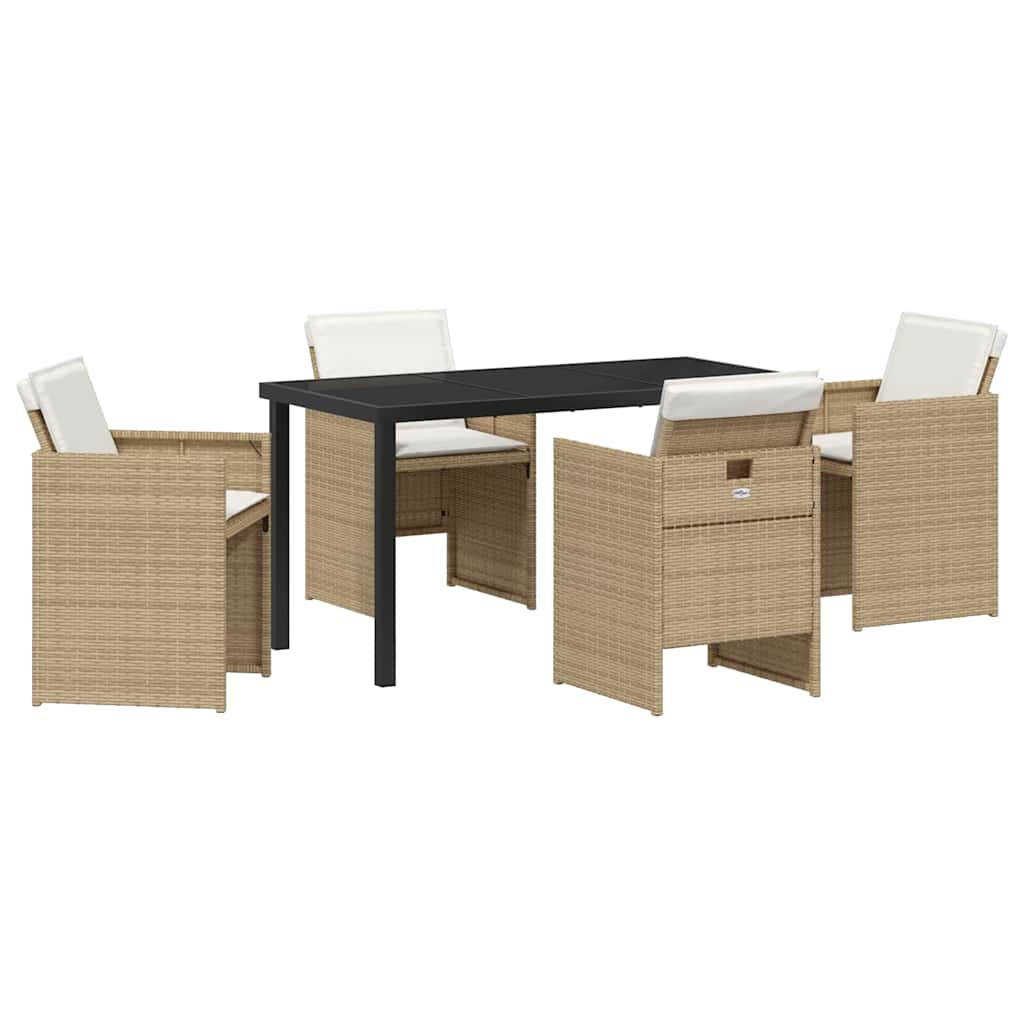 Garten Essgruppe mit Kissen 5 pcs Beige Poly Rattan