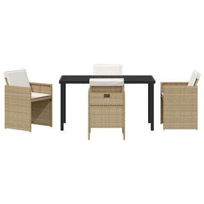 Garten Essgruppe mit Kissen 5 pcs Beige Poly Rattan
