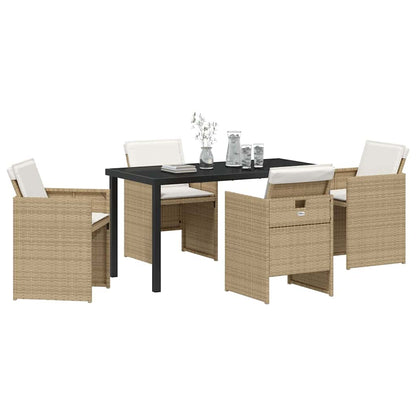 Garten Essgruppe mit Kissen 5 pcs Beige Poly Rattan