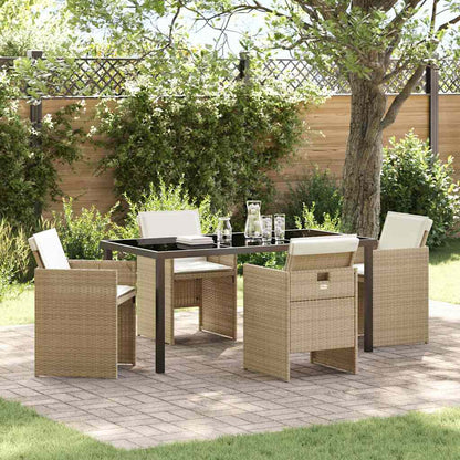 Garten Essgruppe mit Kissen 5 pcs Beige Poly Rattan