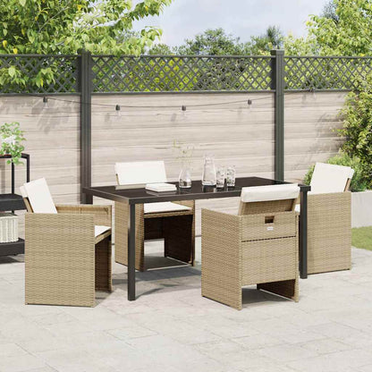Garten Essgruppe mit Kissen 5 pcs Beige Poly Rattan