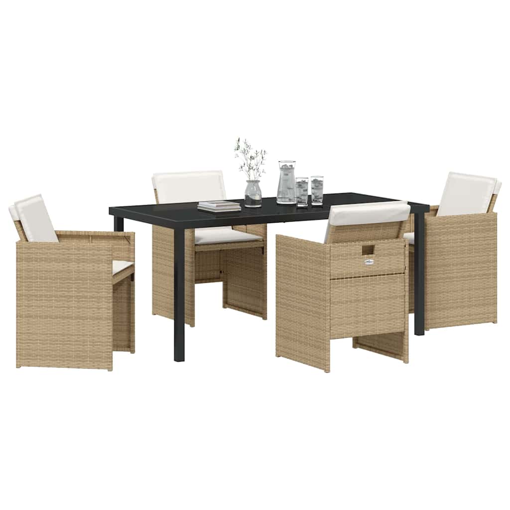 Garten Essgruppe mit Kissen 5 pcs Beige Poly Rattan