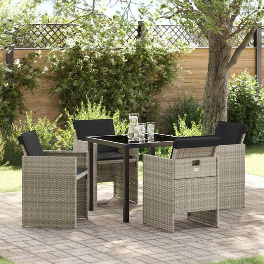 Garten Essgruppe mit Kissen 5 pcs Hellgrau Poly Rattan
