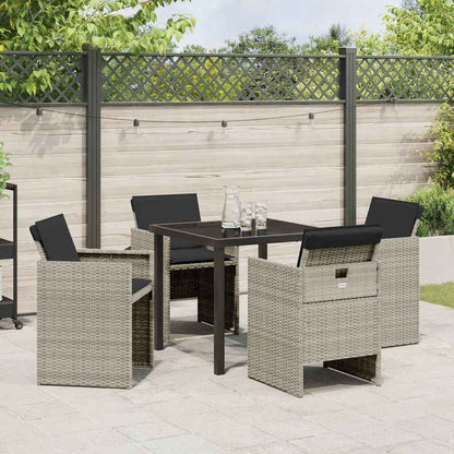 Garten Essgruppe mit Kissen 5 pcs Hellgrau Poly Rattan
