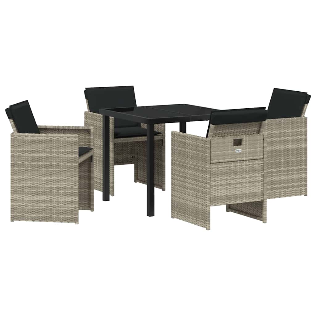 Garten Essgruppe mit Kissen 5 pcs Hellgrau Poly Rattan