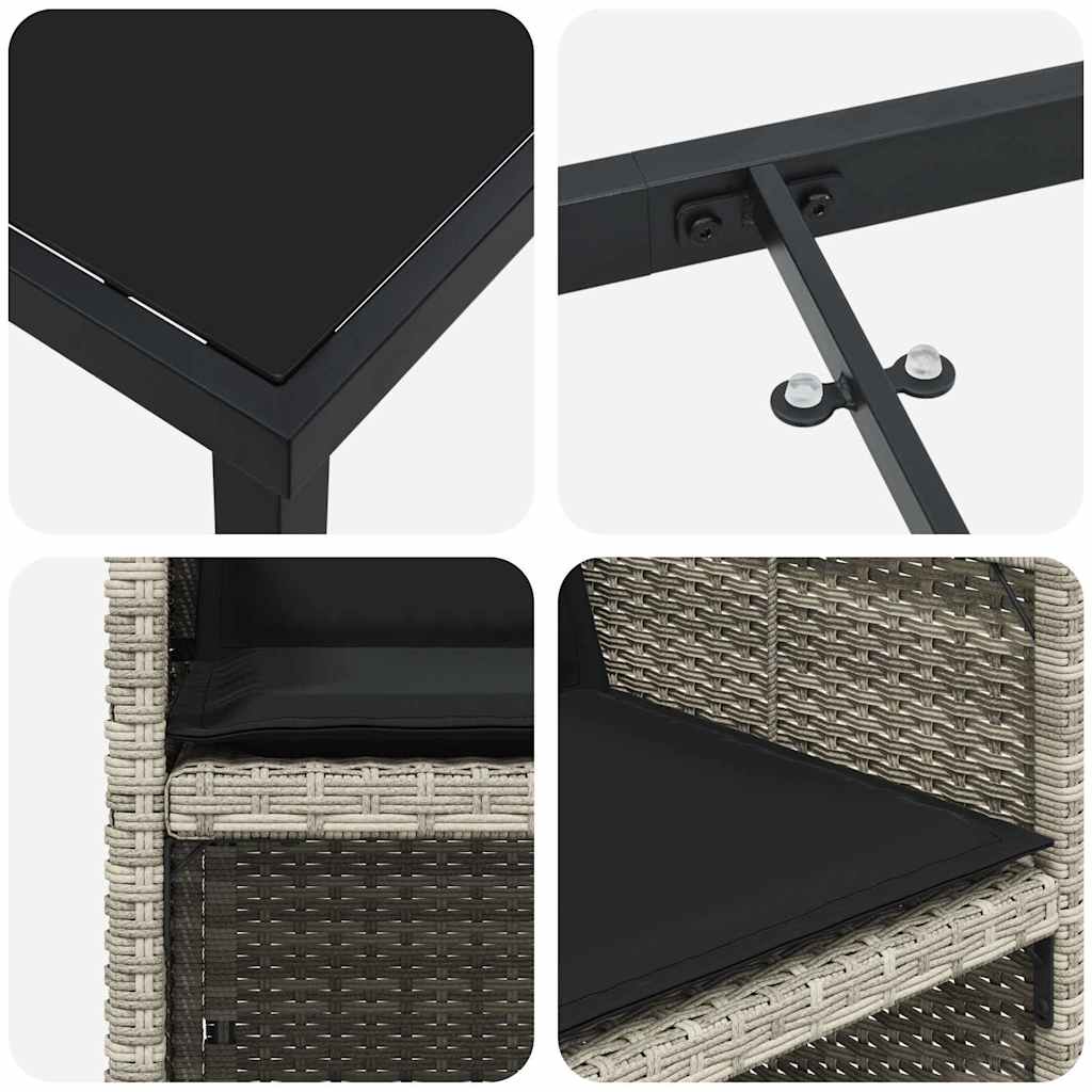 Garten Essgruppe mit Kissen 5 pcs Hellgrau Poly Rattan