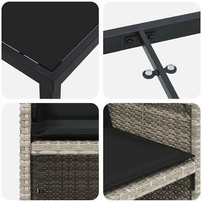 Garten Essgruppe mit Kissen 5 pcs Hellgrau Poly Rattan