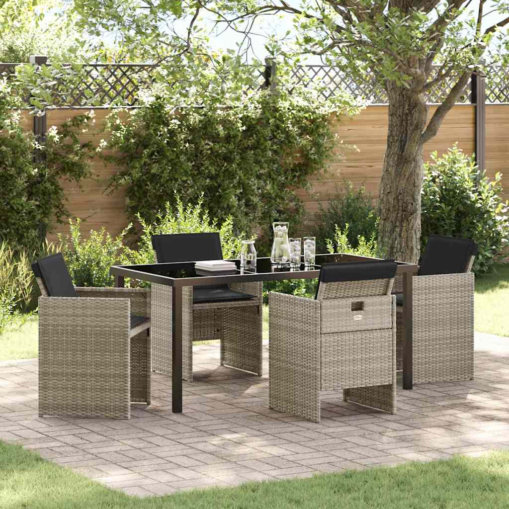 Garten Essgruppe mit Kissen 5 pcs Hellgrau Poly Rattan