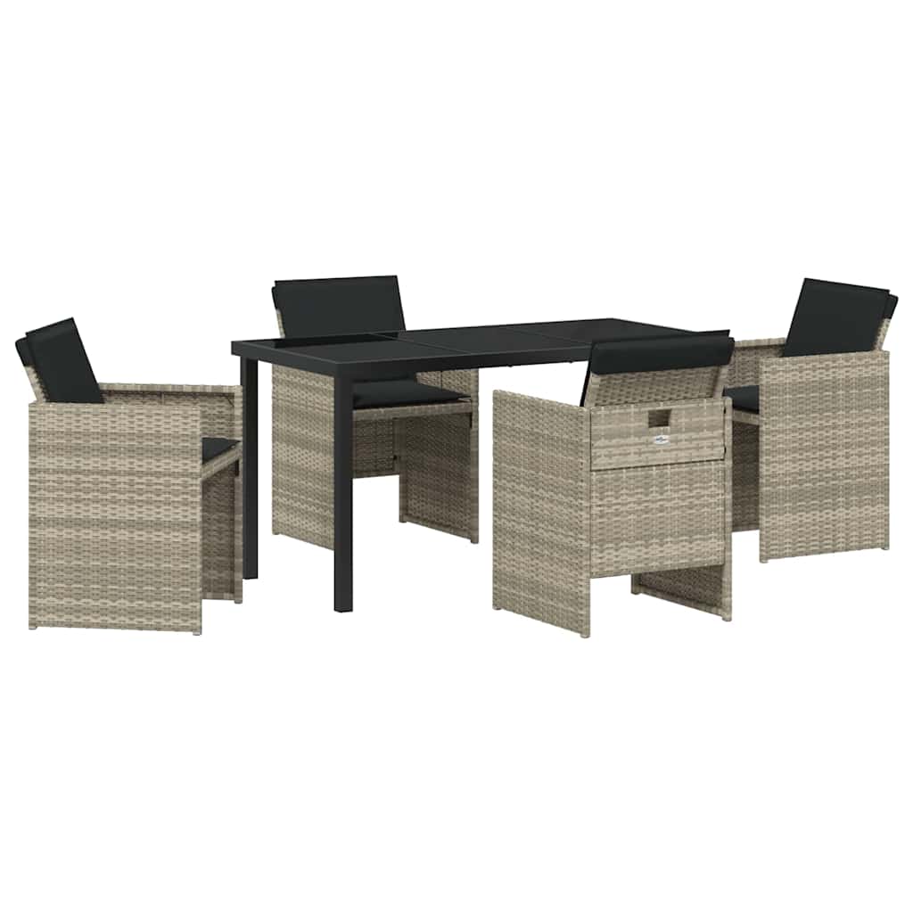 Garten Essgruppe mit Kissen 5 pcs Hellgrau Poly Rattan