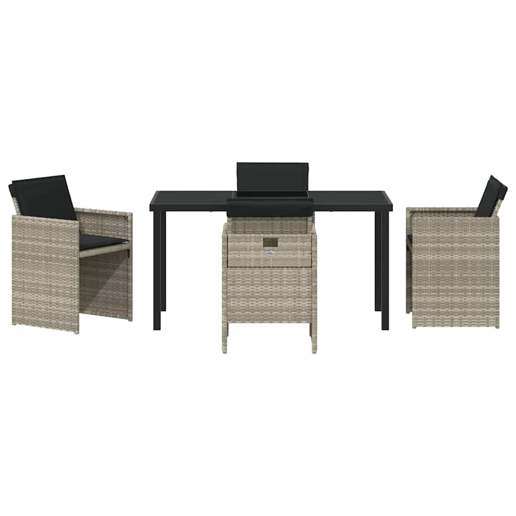 Garten Essgruppe mit Kissen 5 pcs Hellgrau Poly Rattan