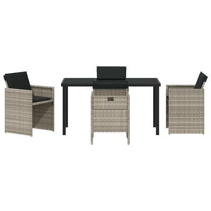 Garten Essgruppe mit Kissen 5 pcs Hellgrau Poly Rattan