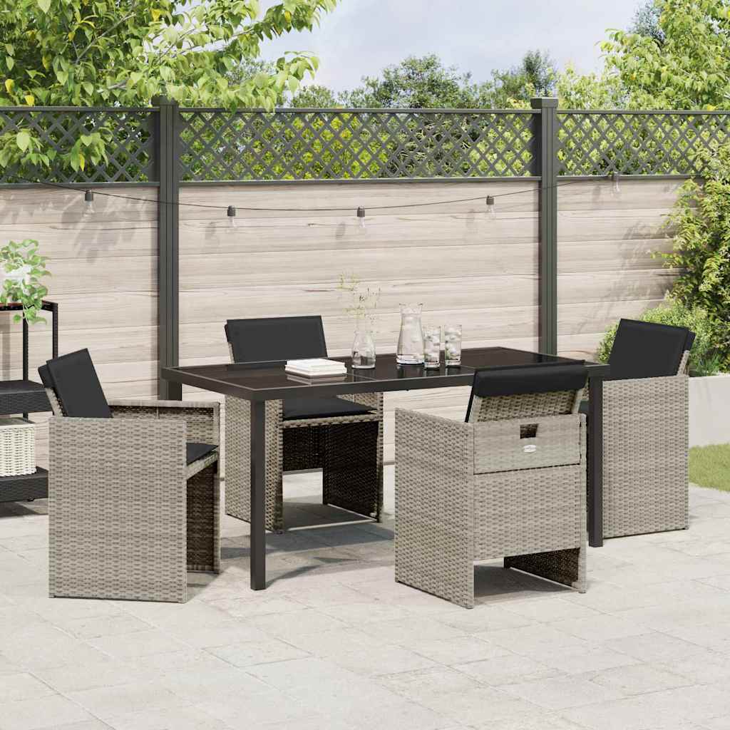 Garten Essgruppe mit Kissen 5 pcs Hellgrau Poly Rattan