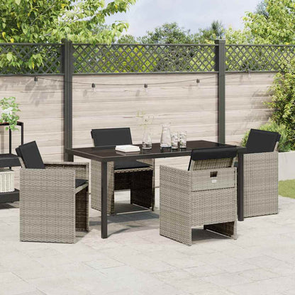 Garten Essgruppe mit Kissen 5 pcs Hellgrau Poly Rattan