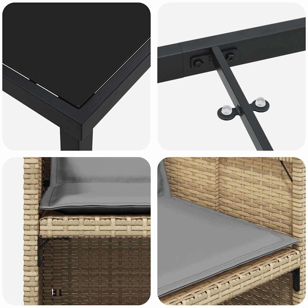 Garten Essgruppe mit Kissen 5 pcs Beige Poly Rattan