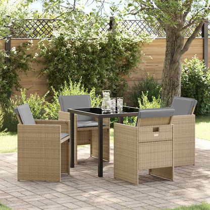 Garten Essgruppe mit Kissen 5 pcs Beige Poly Rattan