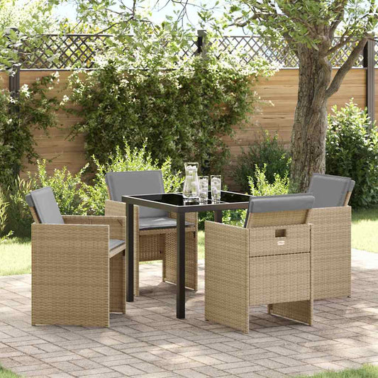 Garten Essgruppe mit Kissen 5 pcs Beige Poly Rattan