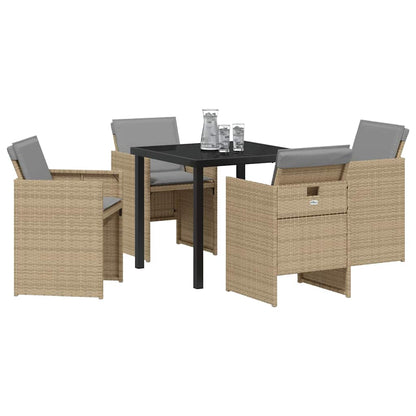 Garten Essgruppe mit Kissen 5 pcs Beige Poly Rattan