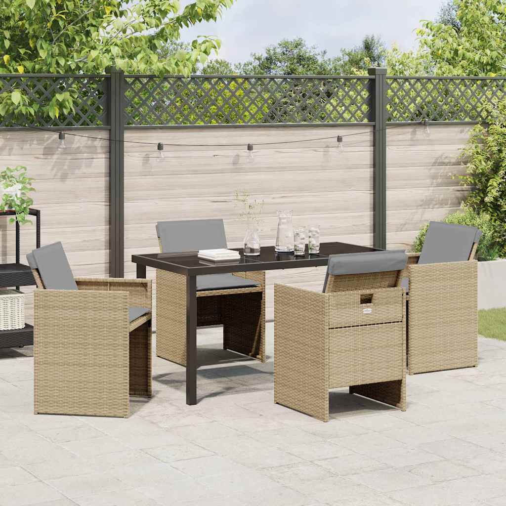 Garten Essgruppe mit Kissen 5 pcs Beige Poly Rattan