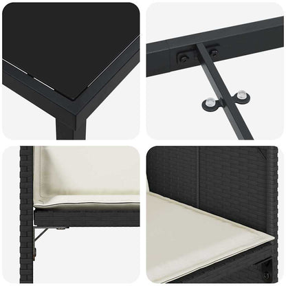 Garten Essgruppe mit Kissen 5 pcs Schwarz Poly Rattan