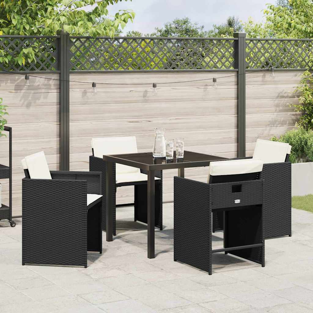 Garten Essgruppe mit Kissen 5 pcs Schwarz Poly Rattan