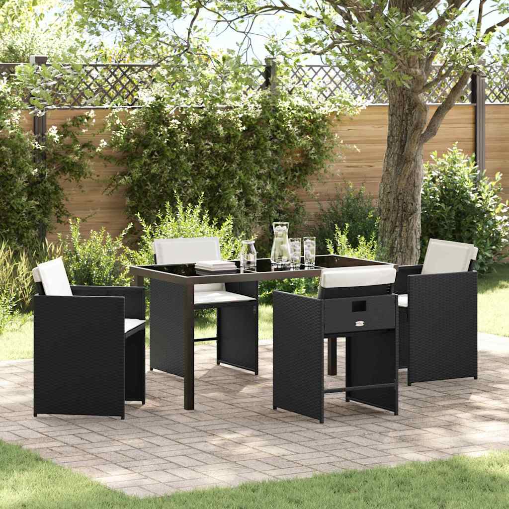 Garten Essgruppe mit Kissen 5 pcs Schwarz Poly Rattan