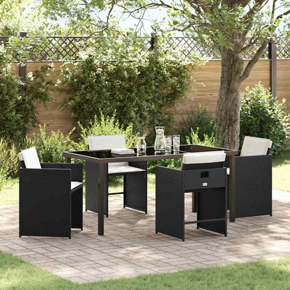 Garten Essgruppe mit Kissen 5 pcs Schwarz Poly Rattan