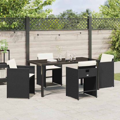 Garten Essgruppe mit Kissen 5 pcs Schwarz Poly Rattan