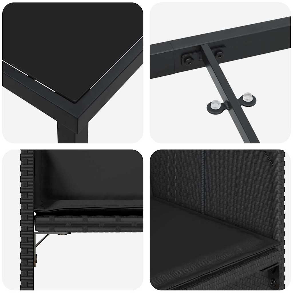 Garten Essgruppe mit Kissen 5 pcs Schwarz Poly Rattan