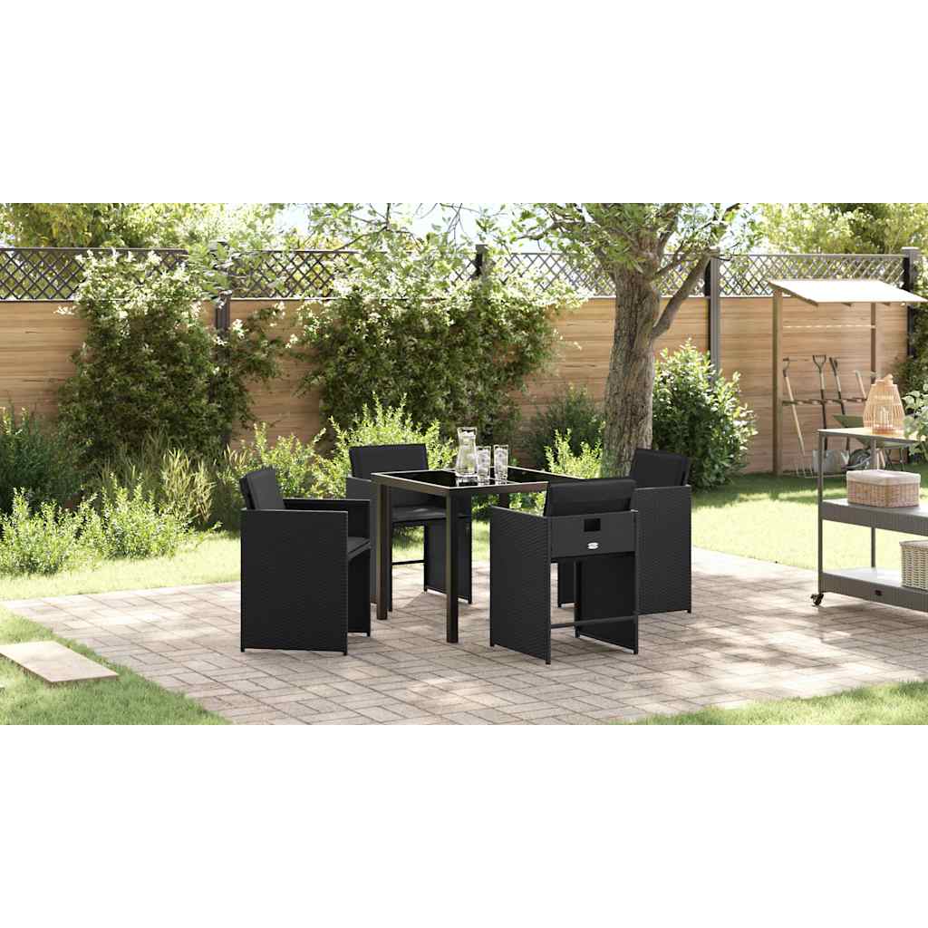 Garten Essgruppe mit Kissen 5 pcs Schwarz Poly Rattan