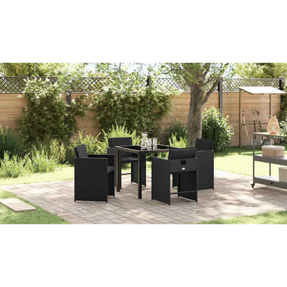 Garten Essgruppe mit Kissen 5 pcs Schwarz Poly Rattan