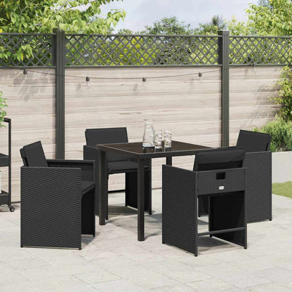 Garten Essgruppe mit Kissen 5 pcs Schwarz Poly Rattan