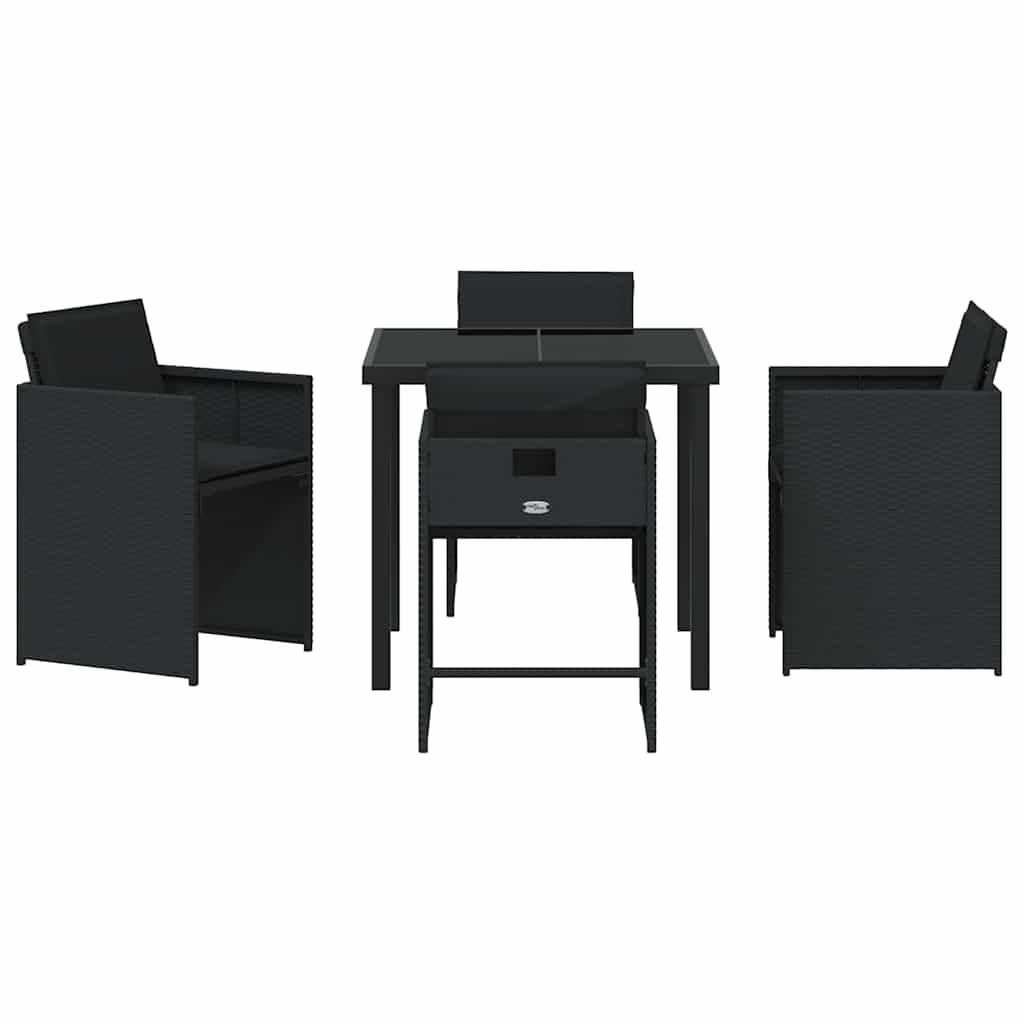 Garten Essgruppe mit Kissen 5 pcs Schwarz Poly Rattan