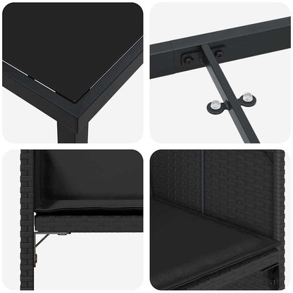 Garten Essgruppe mit Kissen 5 pcs Schwarz Poly Rattan