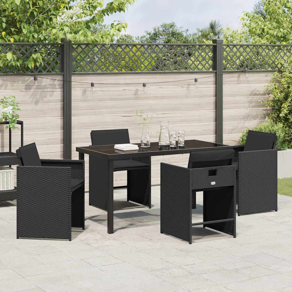 Garten Essgruppe mit Kissen 5 pcs Schwarz Poly Rattan
