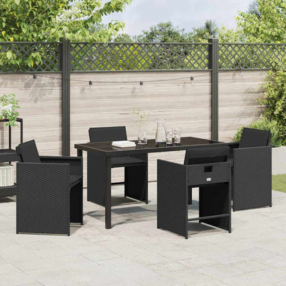 Garten Essgruppe mit Kissen 5 pcs Schwarz Poly Rattan