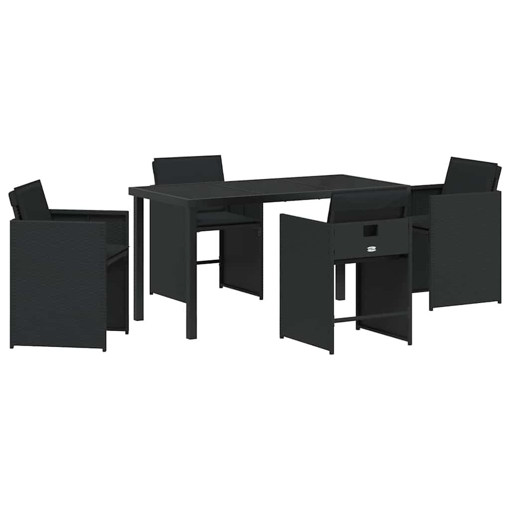 Garten Essgruppe mit Kissen 5 pcs Schwarz Poly Rattan