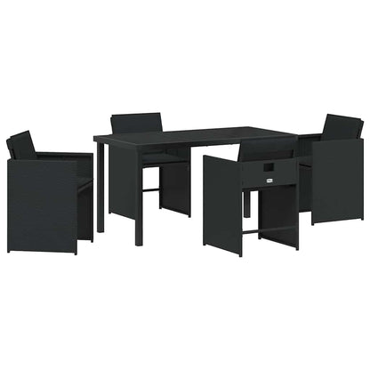 Garten Essgruppe mit Kissen 5 pcs Schwarz Poly Rattan