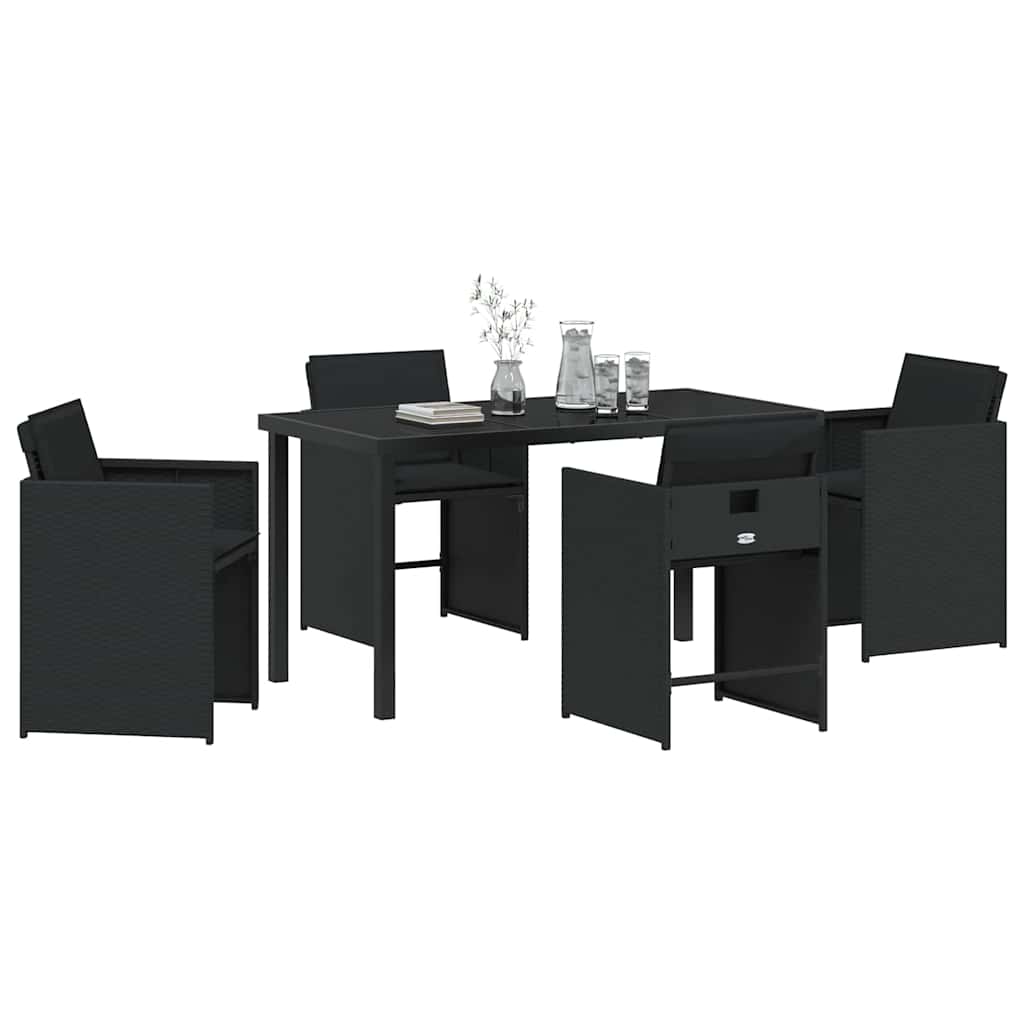 Garten Essgruppe mit Kissen 5 pcs Schwarz Poly Rattan