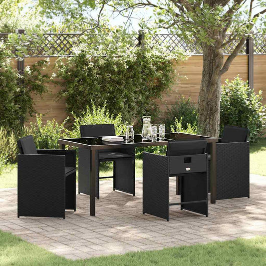 Garten Essgruppe mit Kissen 5 pcs Schwarz Poly Rattan